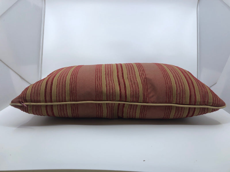 RED AND TAN STRIPPED LONG PILLOW.