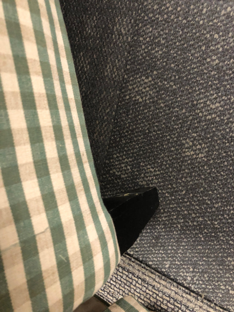 GREEN & WHITE GINGHAM CHAIR W/OTTOMAN.