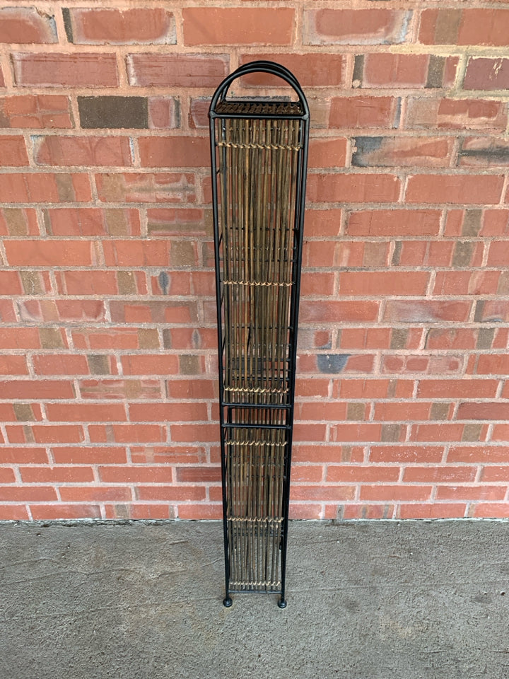 METAL AND BAMBOO 6 SHELF PLANT STAND.