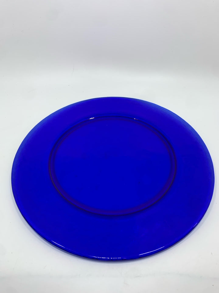 COBALT BLUE GLASS PLATTER.