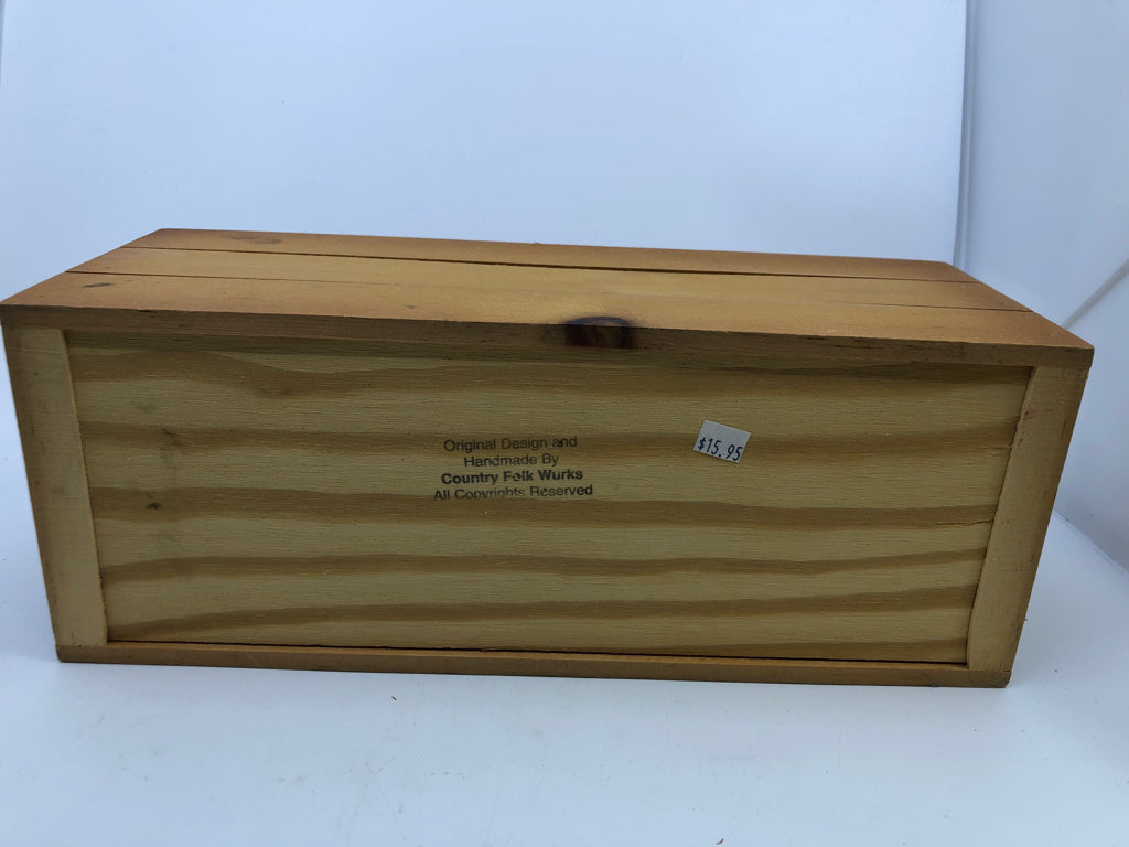 HANDMADE APPLE CRATE W METAL HANDLE.