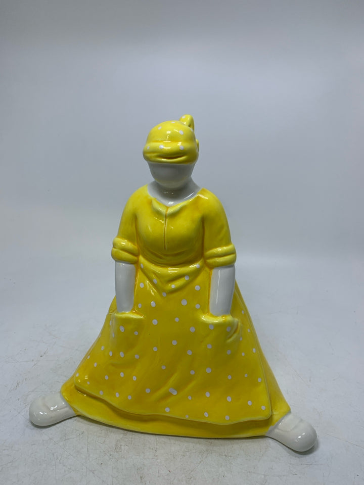VTG CERAMIC WOMAN IN POLKA DOT DRESS VASE "PEASANT PEOPLE".