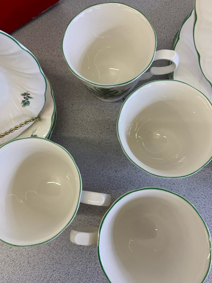 12pc HAPPY HOLIDAYS SVC 4- DINNER PLATES, CUPS, SAUCERS- IN BOX.
