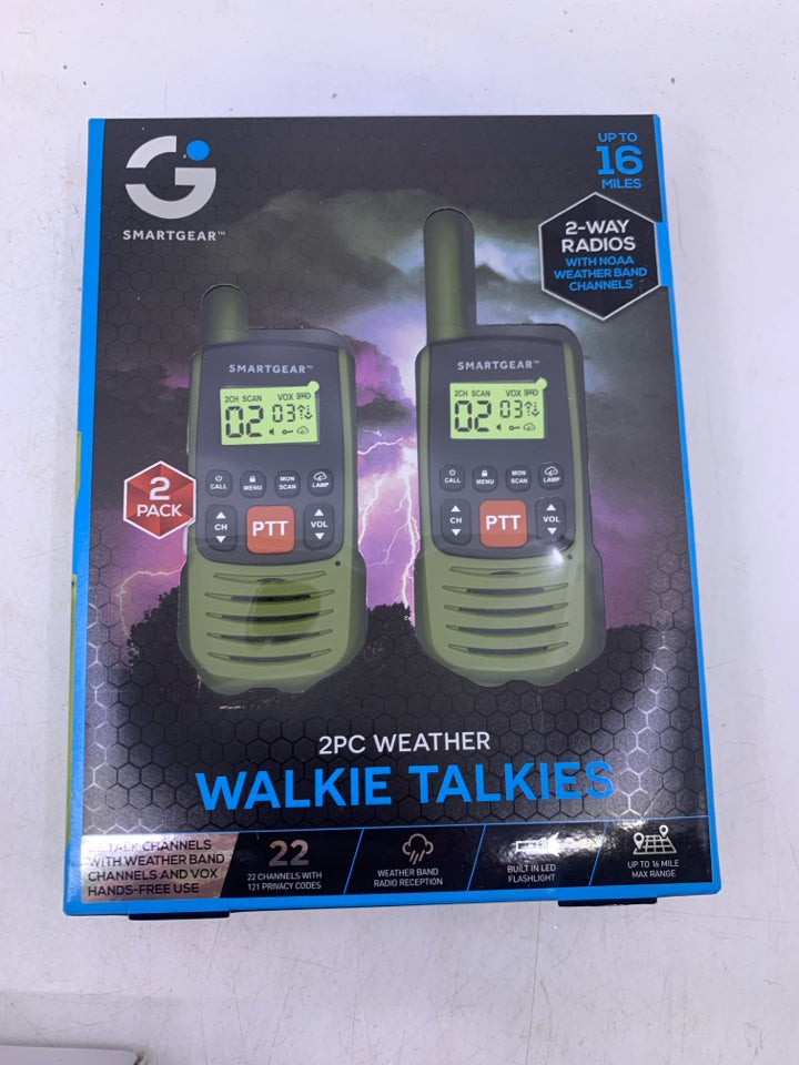 NIB 2 PC WEATHER WALKIE TALKIES SMARTGEAR.