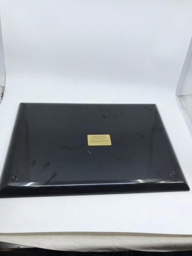 VTG BLACK RECTANGLE TRAY W CARVED CITY SCAPE.