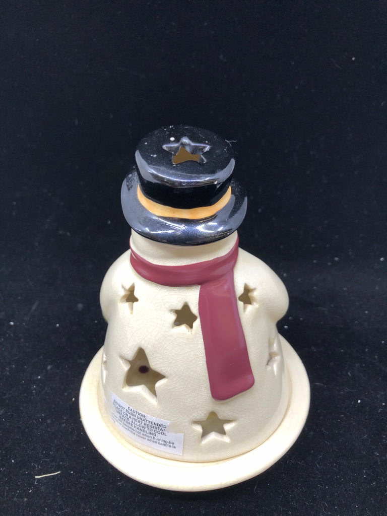 2PC SNOWMAN TEA LIGHT HOLDER.
