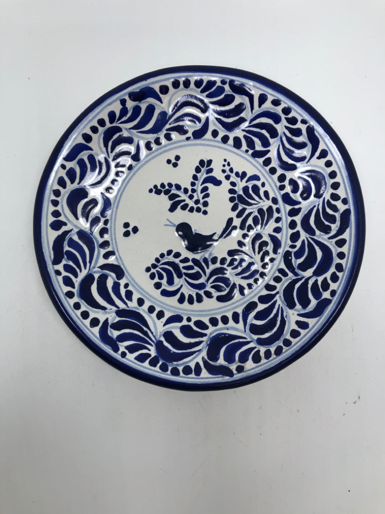 BLUE BIRD TALAVERA POTTERY PLATE.