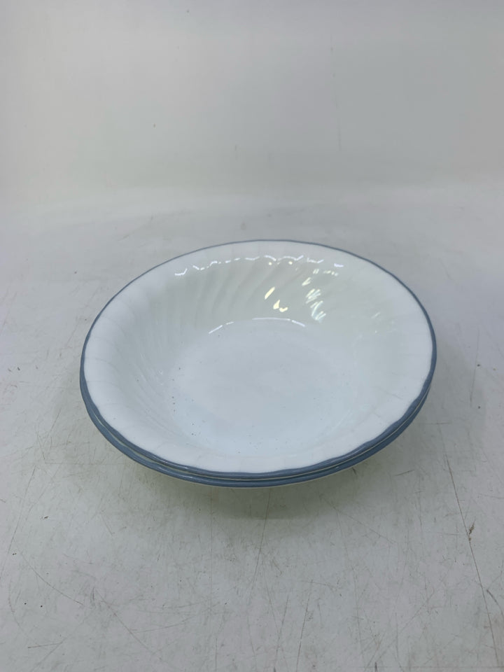 2 BLUE TRIM CEREAL BOWLS