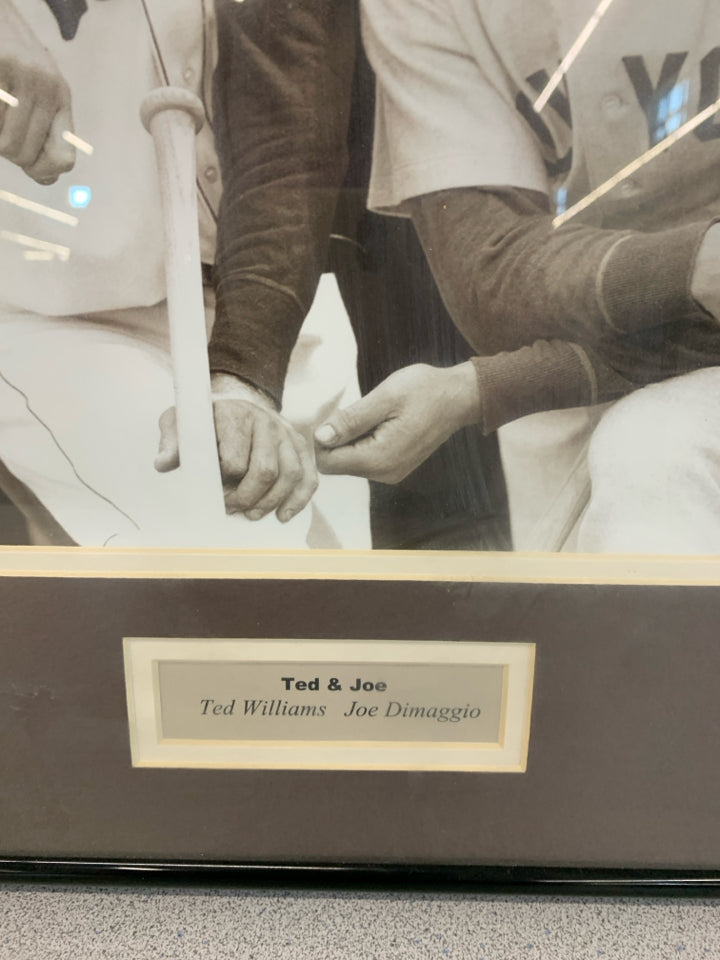 TED WILLIAMS & JOE DIMAGGIO FRAMED PRINT.