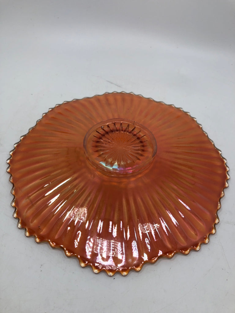 VTG CARNIVAL GLASS PLATTER W/WAVY EDGE.