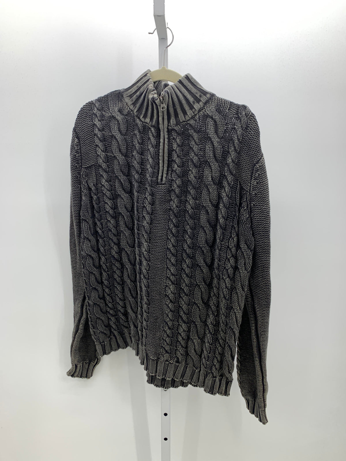 CABLED PARTIAL ZIP.