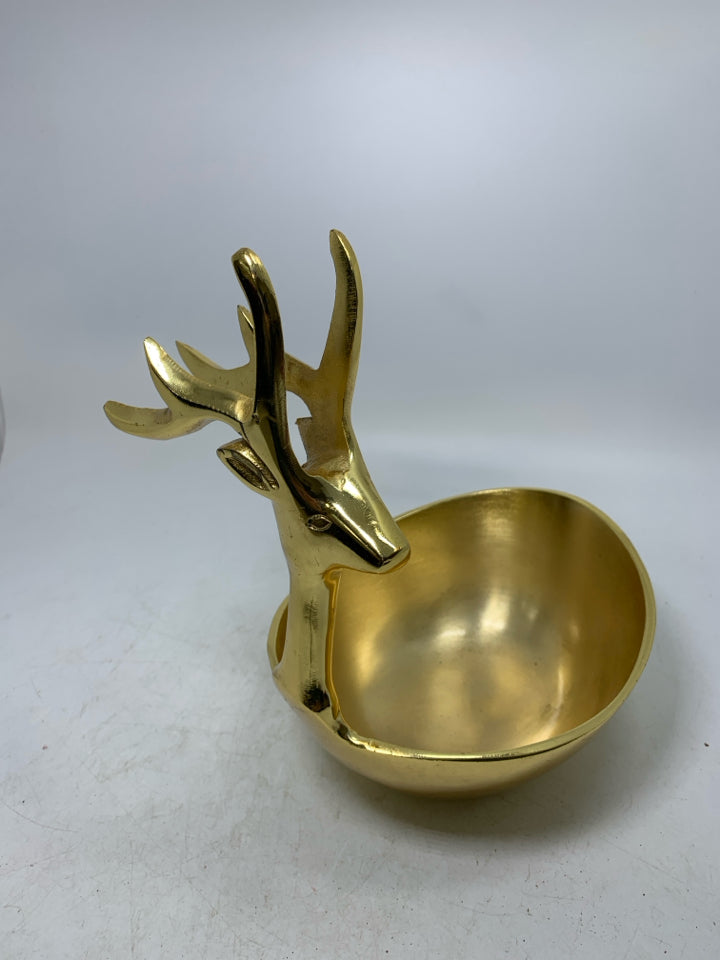 GOLD METAL REINDEER BOWL.