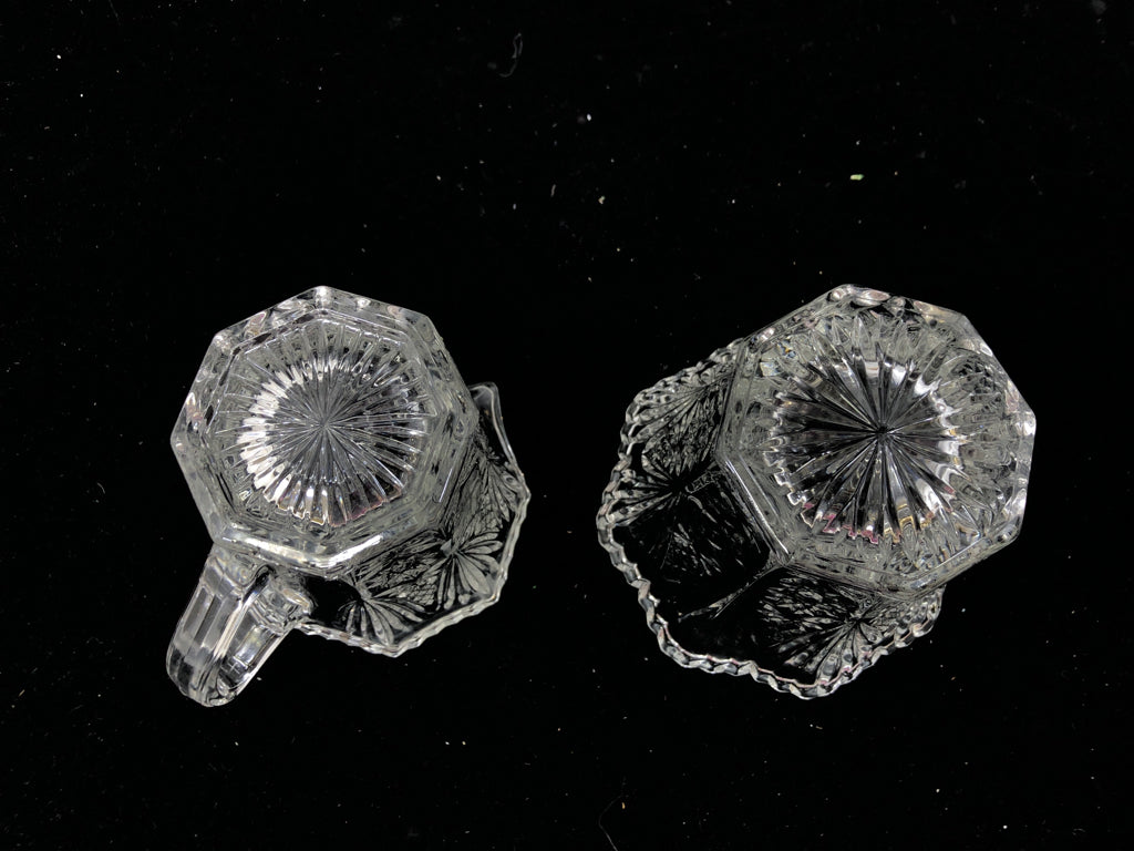 CUT GLASS SUGAR AND CREAMER.