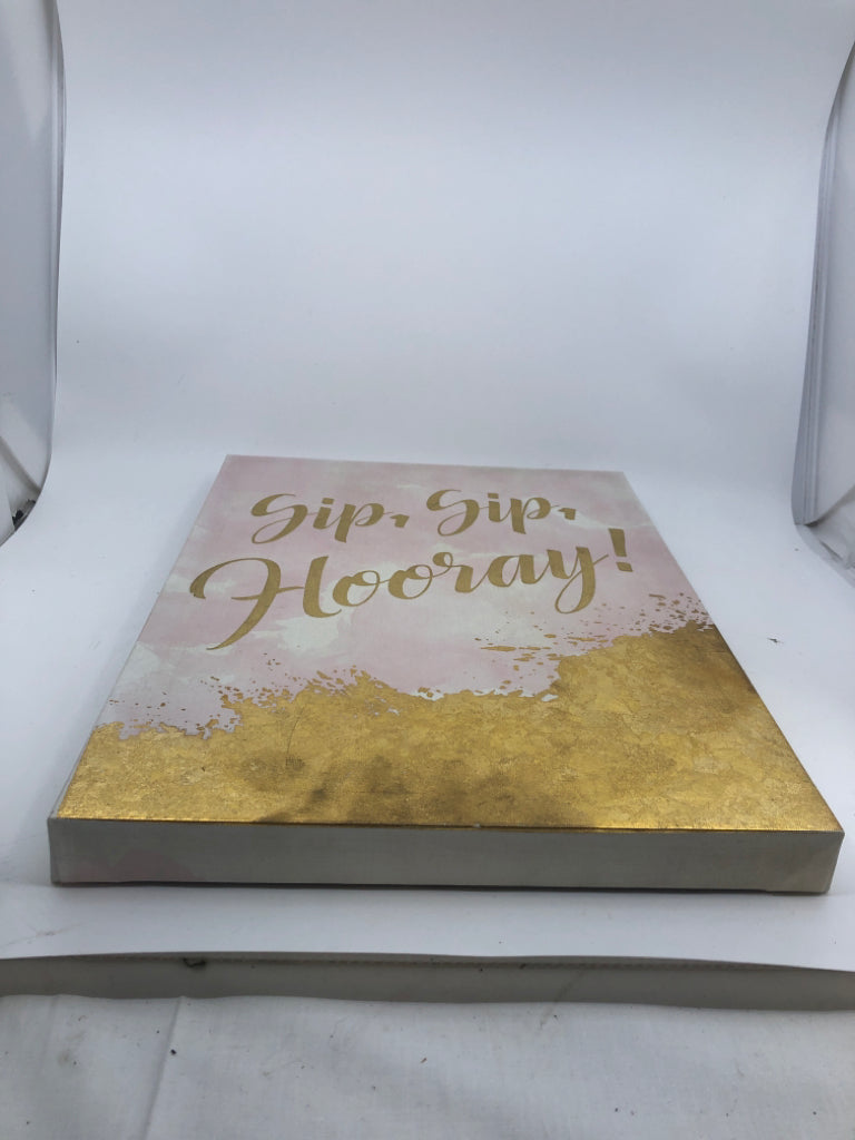 SIP SIP HOORAY CANVAS PINK/GOLD.