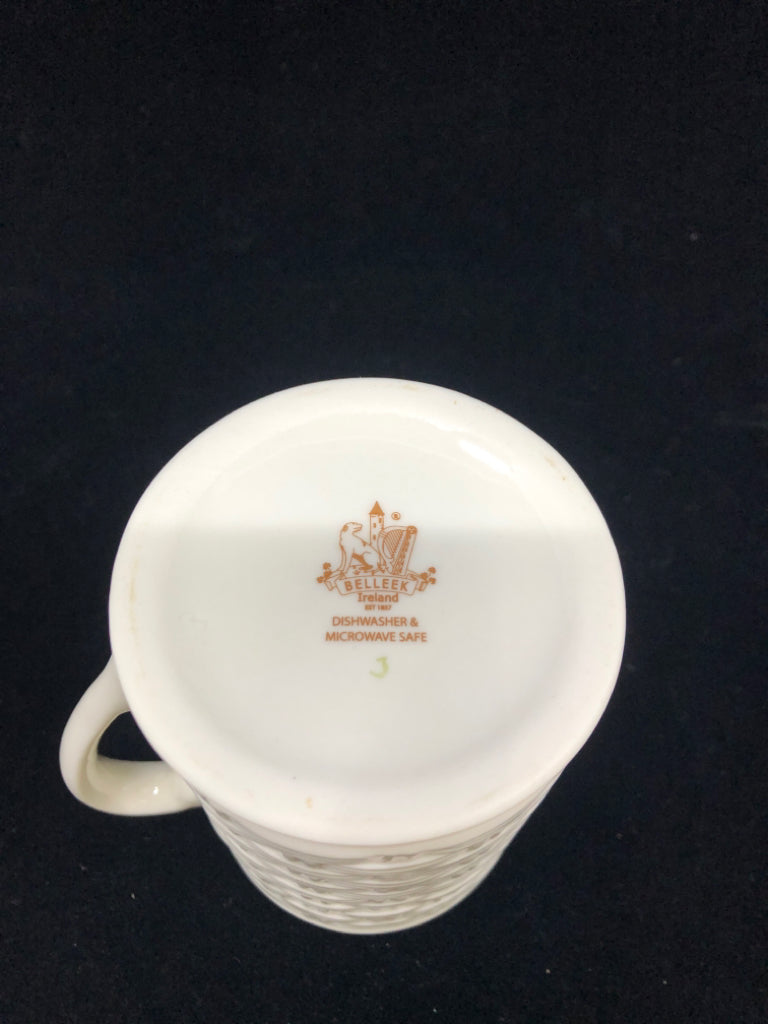 WOVEN STYLE "HIMSELF" IRISH MUG BELLEEK.