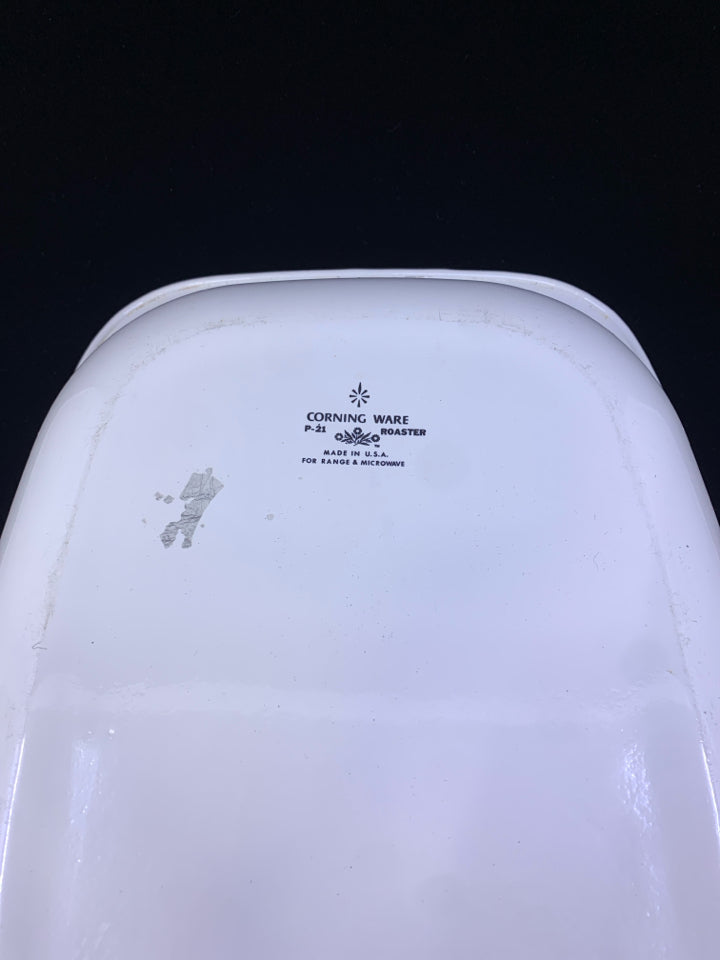 CORNING WARE CORNFLOWER BLUE ROASTER PAN.