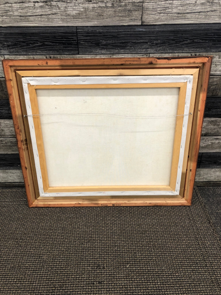 WOMAN W/HORSE-DRAWN CARRIAGES FRAMED PRINT.