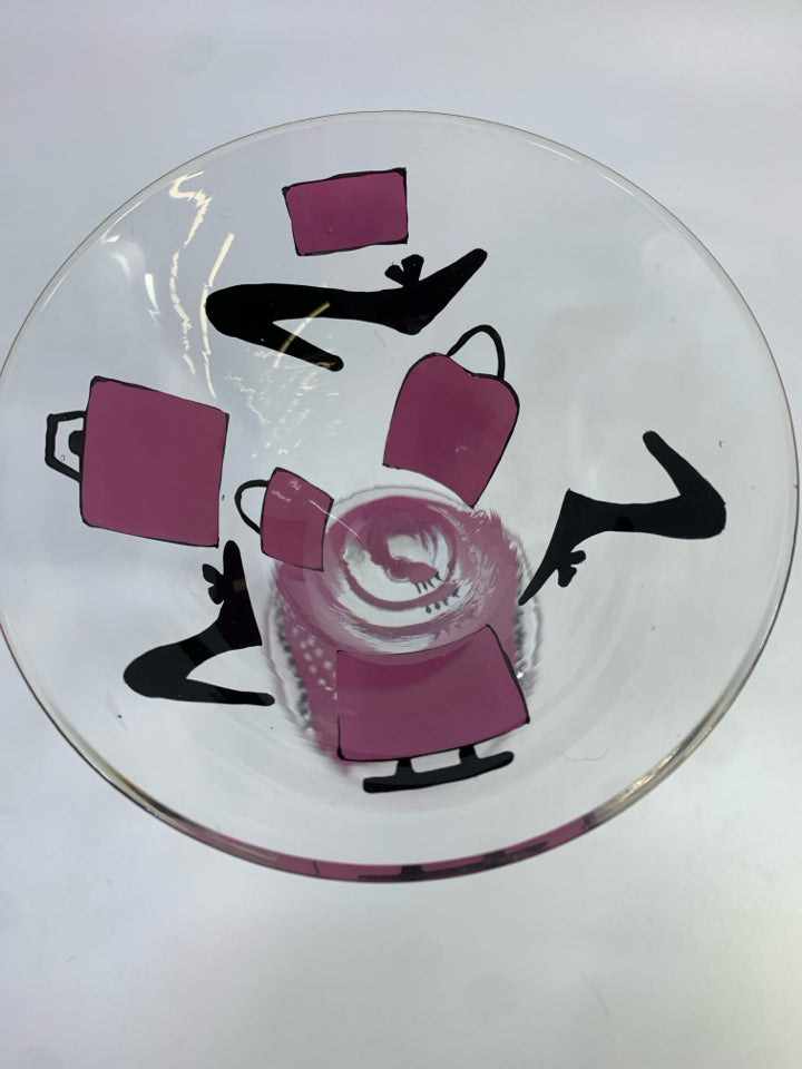 SHOPAHOLIC HAND-PAINTED LOLITA MARTINI GLASS.