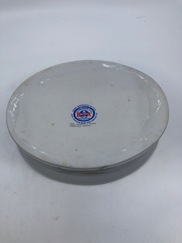 OVAL FRUIT PRINTED CASSEROLE DISH + BASKET INSERT.
