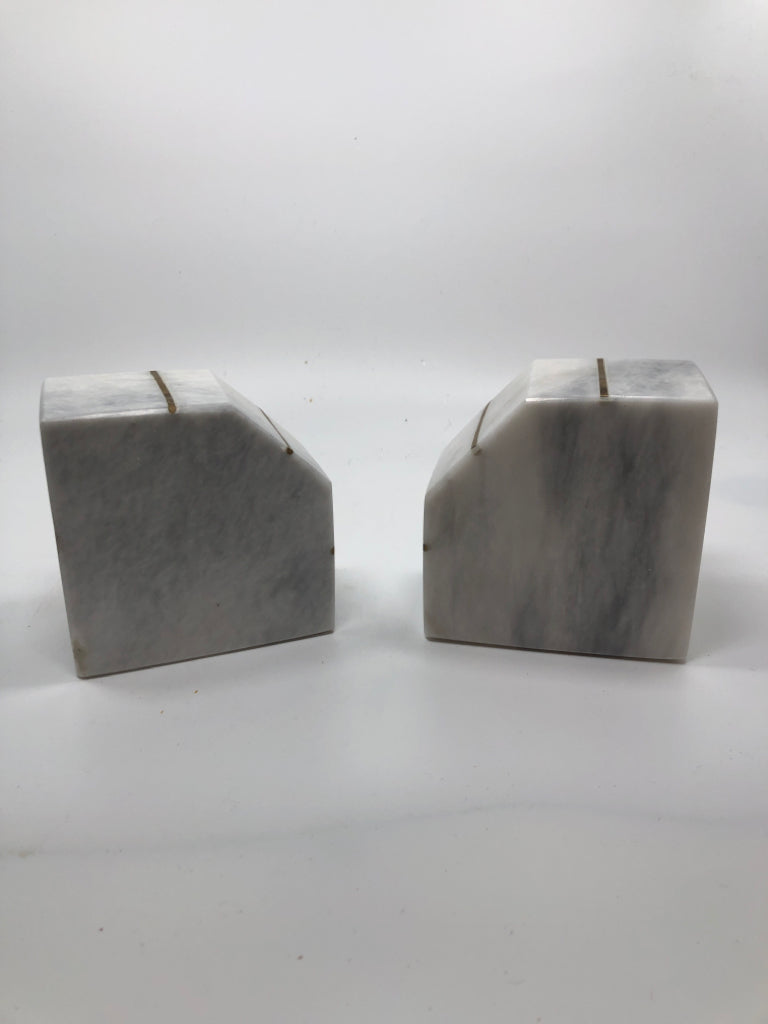 2 MARBLE BOOK ENDS.