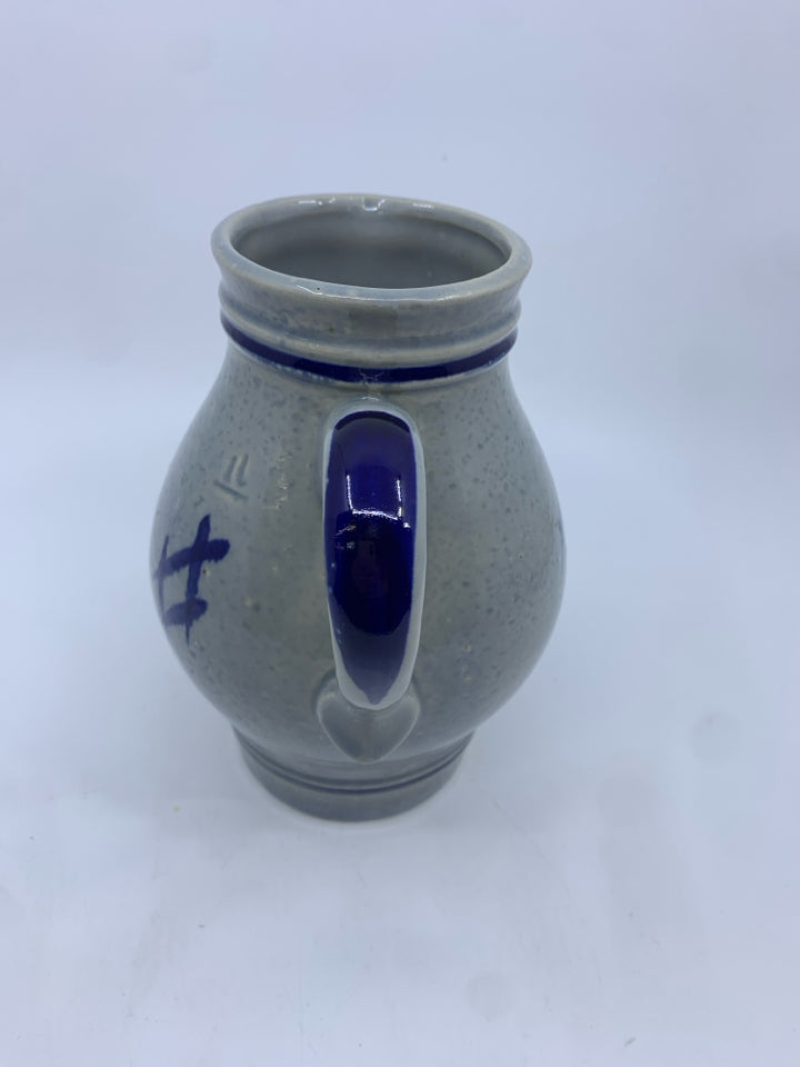 GREY AND BLUE POTTERY PITCHER.