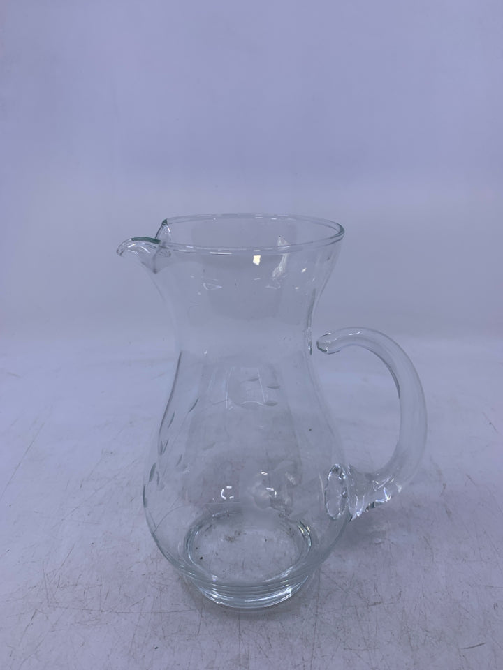 ETCHED FLOWER SMALL PITCHER WITH ICE LIP.