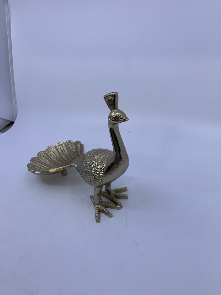 GOLDEN METAL PEACOCK BOWL.