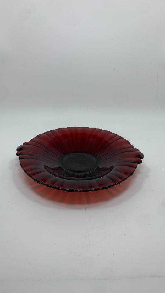 VTG CRANBERRY GLASS PLATE.