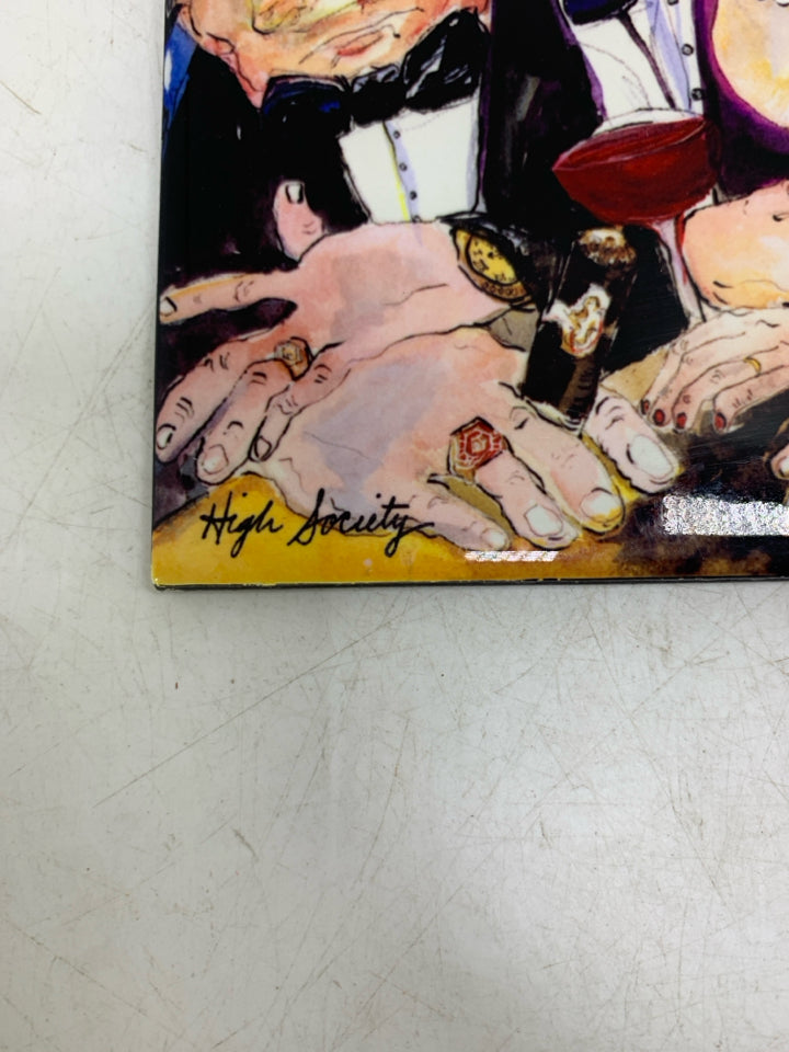 ABSTRACT PEOPLE SMILING PLAYING POKER DRINKING.