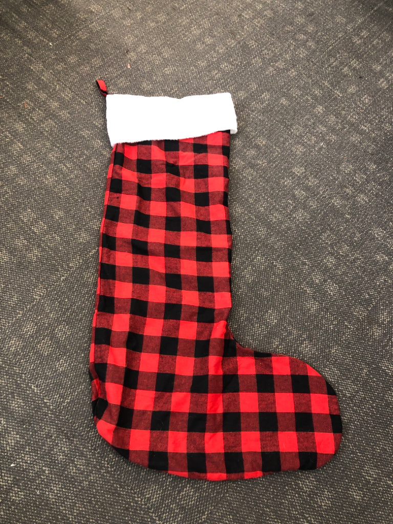 JUMBO BLACK & RED CHECKERED STOCKING.