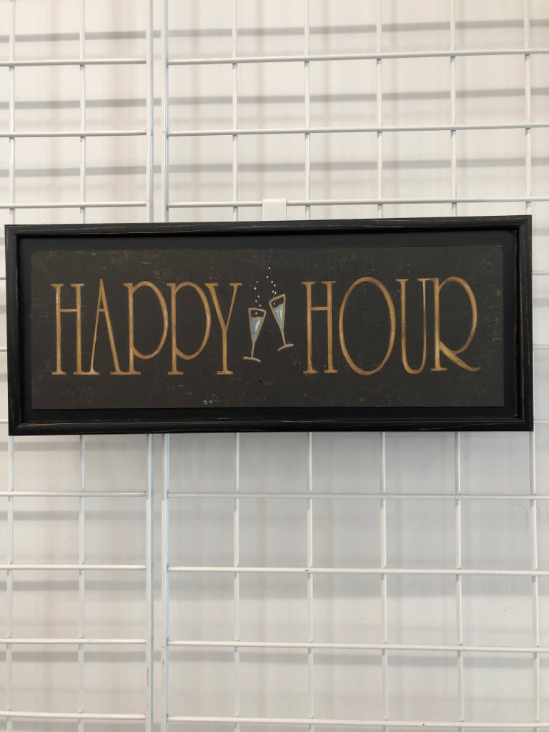 HAPPY HOUR PAINTED WOODEN WALL-HANGING.