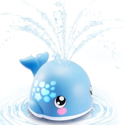 Lalalark Baby Bath Toy Whale Sprinkler, Color-Changing Light-up Water Toy, 4 Mod