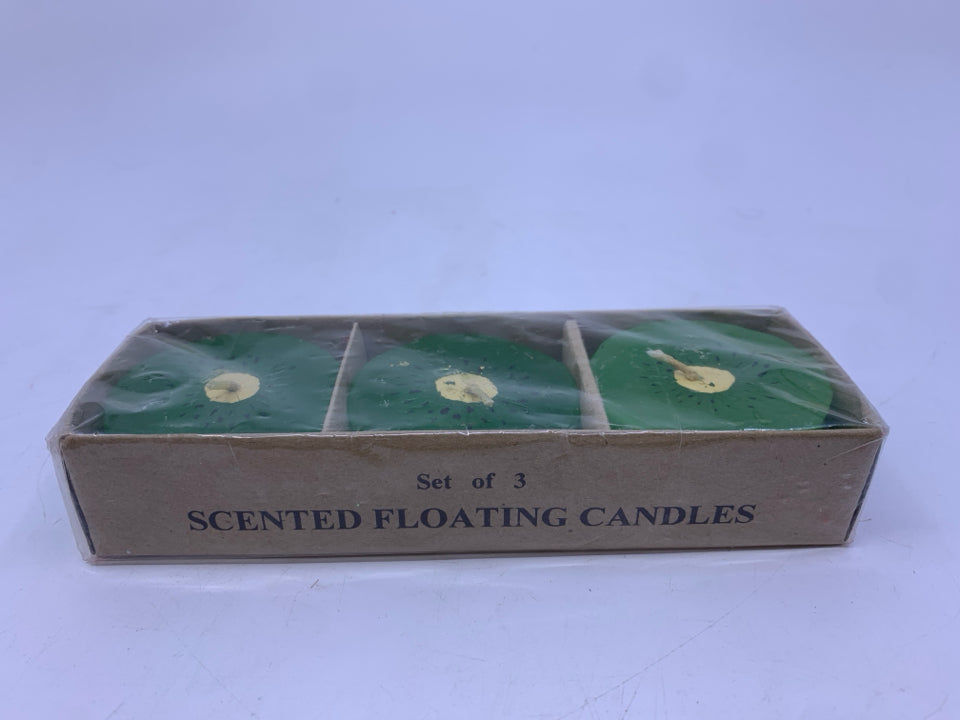 NIB 3 KIWI FLOATING CANDLES.