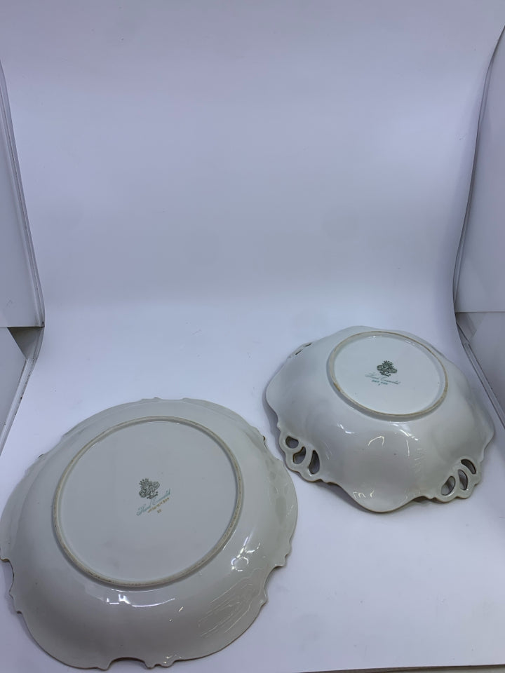 VTG FLORAL PORCELAIN BOWL & DISH SET W/GOLD ACCENTS JLMENAU GRAF VON HENNEBERG.