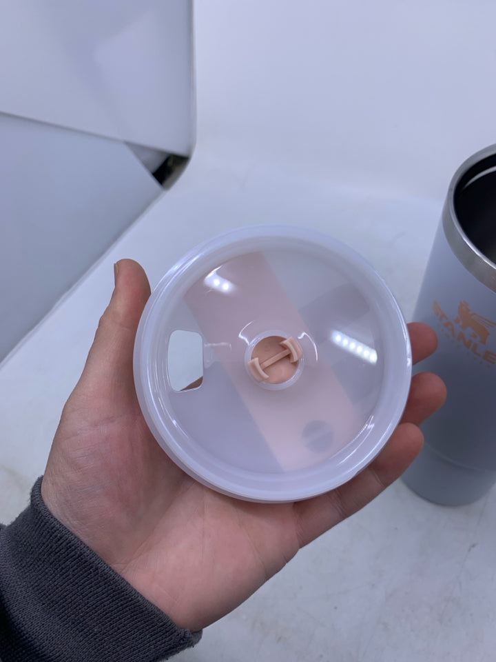 NEW LIGHT BLUE CUP W/ PINK WRITING.