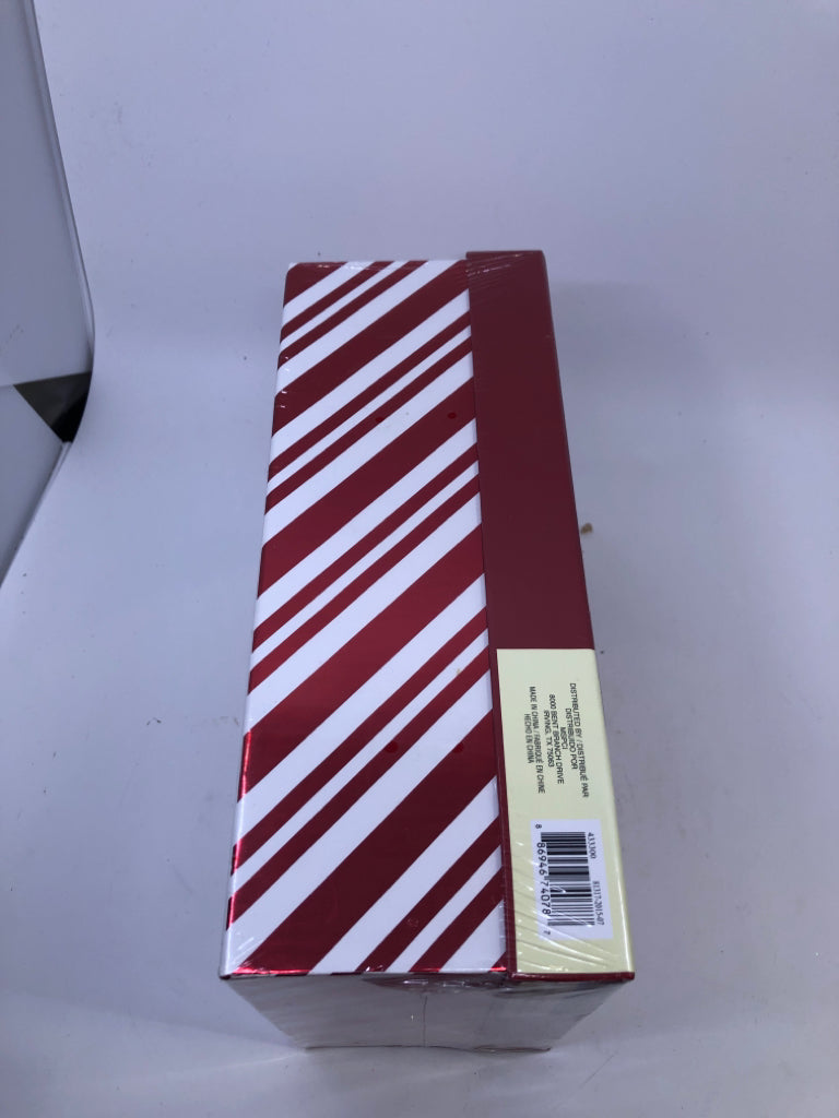 NIP WHITE/RED STRIPED RECTANGLE STORAGE BOX.