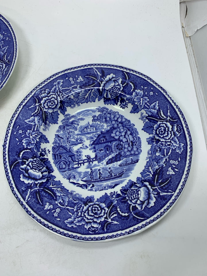 2 VTG RURAL SCENE FLAT BOWLS.