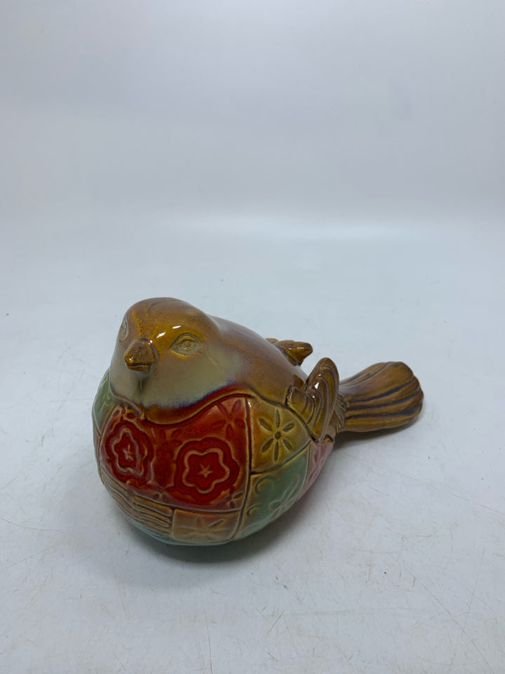 LARGE COLORFUL CERAMIC CHICKADEE.