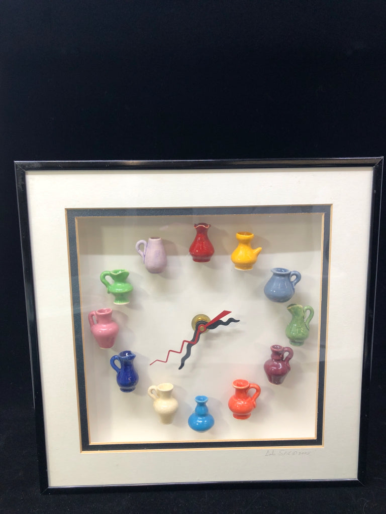 LITTLE PIECES OF ART SHADOWBOX WALL CLOCK *SIGNED.