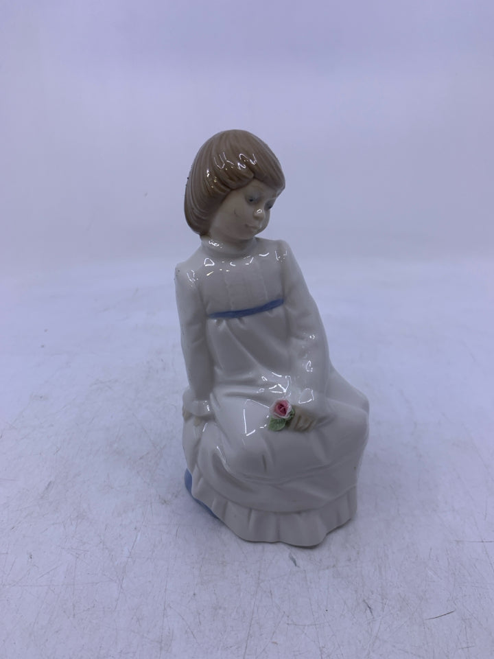 SITTING GIRL W/ ROSE IN HAND.