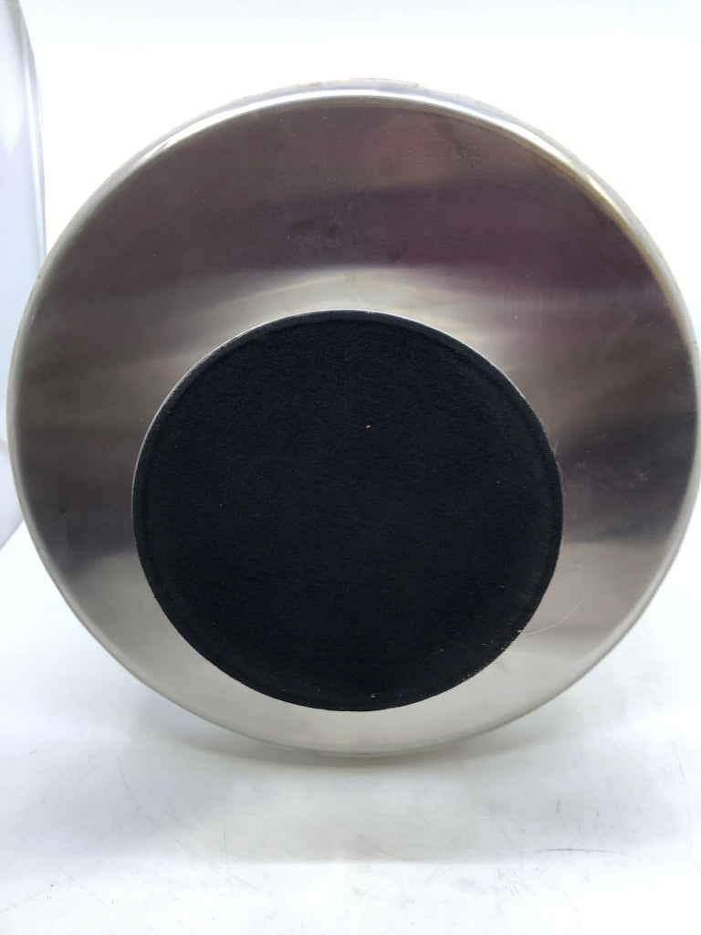 2 TIER SILVER SERVING TRAY IRIDESCENT PEARL TILE RIM.
