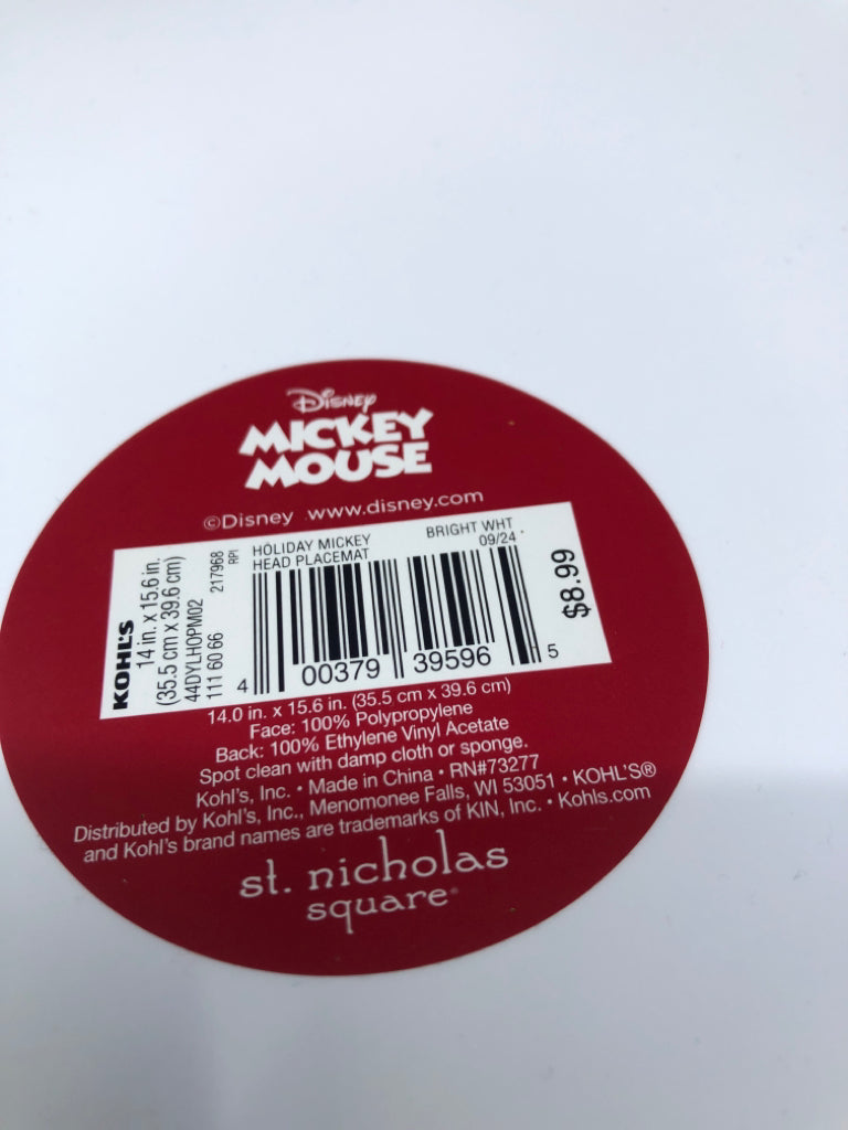 4 PLASTIC/FOAM SANTA MICKEY PLACEMATS.