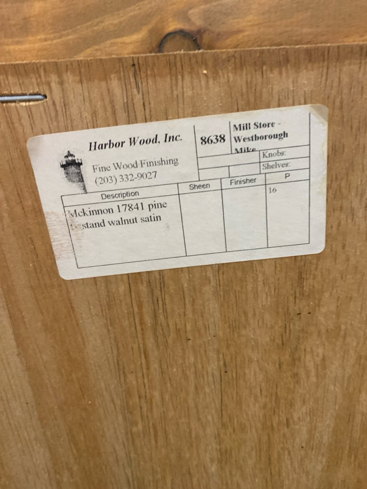 BLONDE WOOD CORNER CABINET.