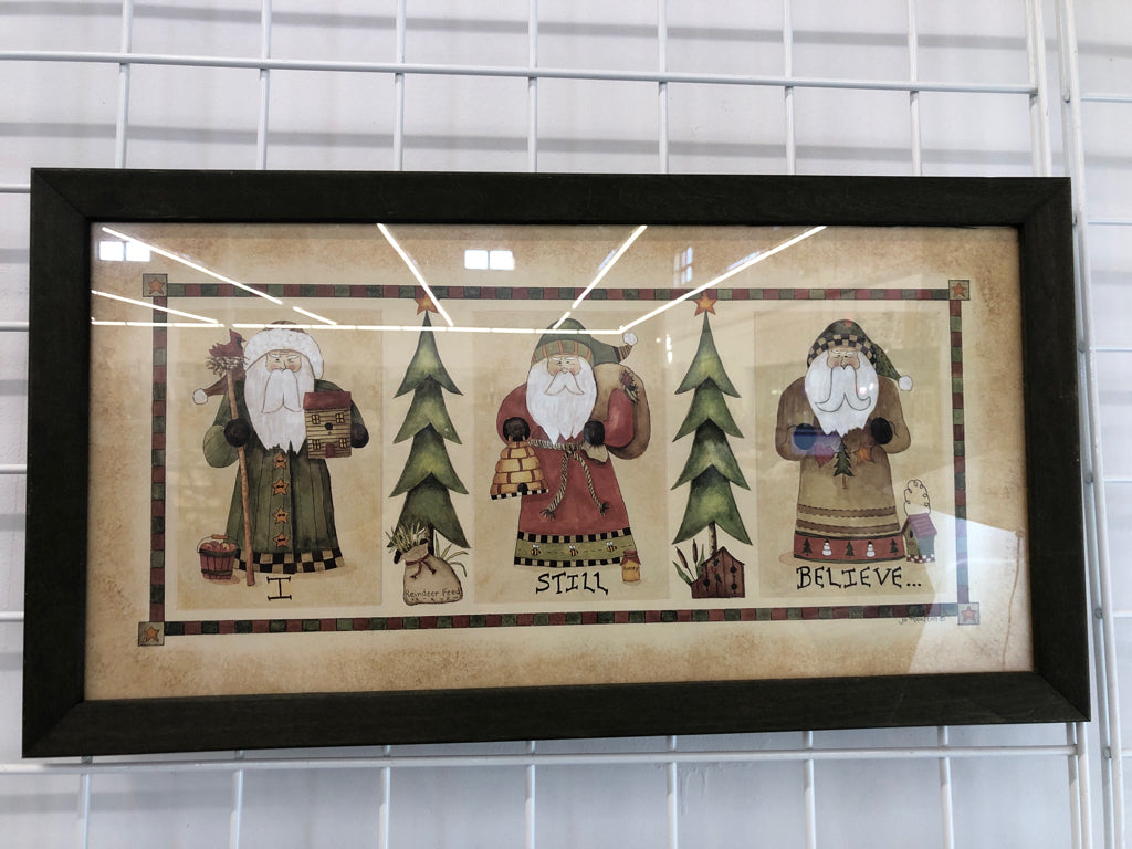 PRIMITIVE "I STILL BELIEVE" SANTA WALL-HANGING.