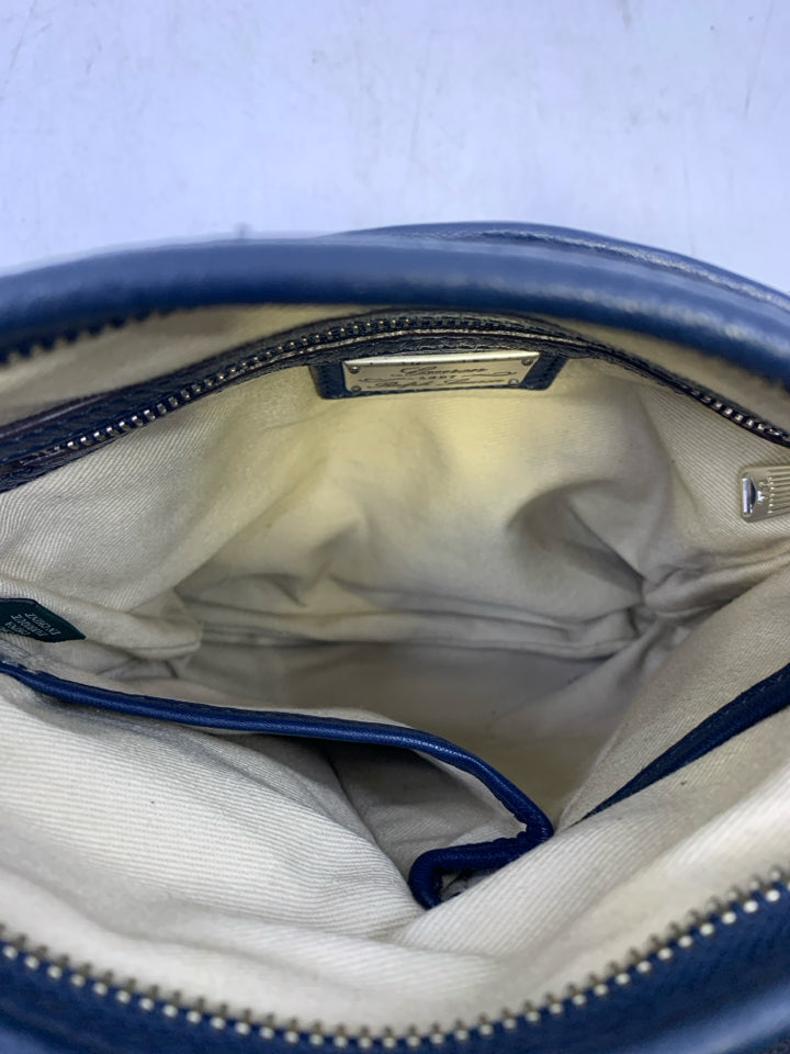 Lauren Ralph Lauren Navy Large Embossed Logo Leather Crossbody *Minor Wear/Marks
