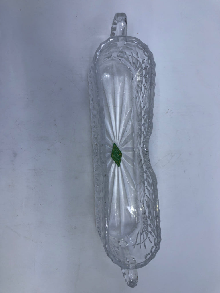 NIB CRYSTAL LARGE CUTLERY HOLDER.