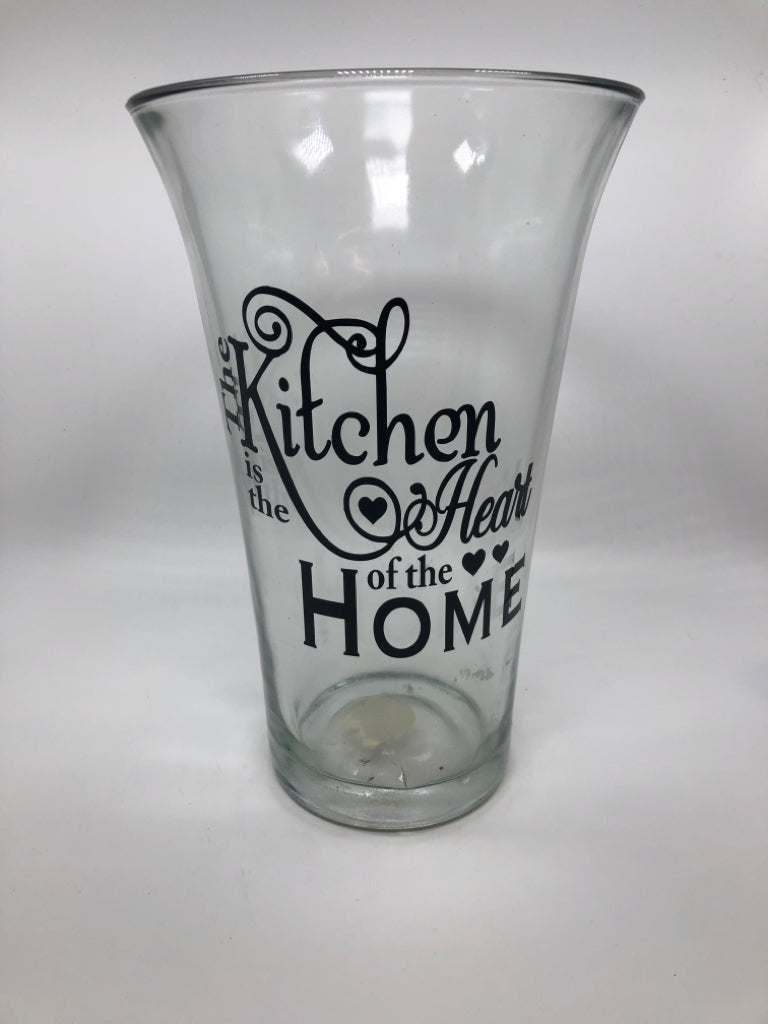 KITCHEN IS THE HEARTH OF THE HOME GLASS VASE.