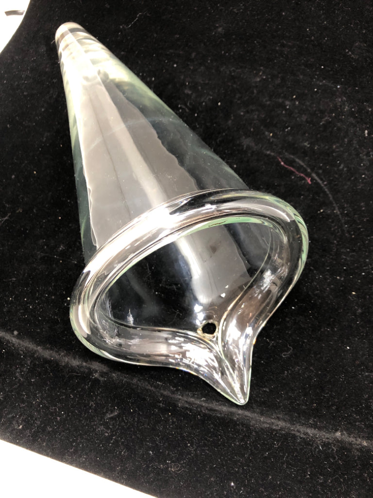 BLOWN CLEAR GLASS WALL VASE.