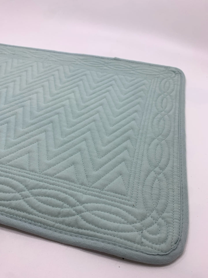 2 TEAL QUILTED PLACEMATS.