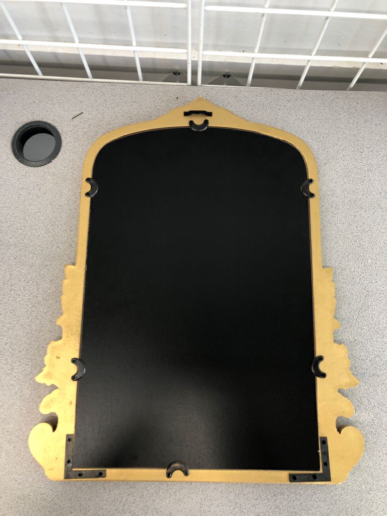 GOLD PAINTED HANGING MIRROR.